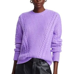 Luxurious 100% Cashmere Crewneck Cable Knit Sweater By Aqua in purple